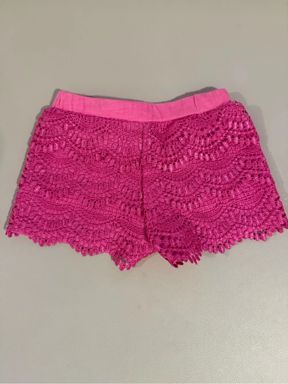 Gymboree Teal Bubble Shorts and Hot Pink Crochet Shorts
